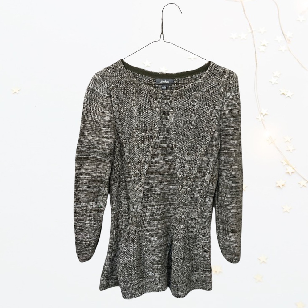 Neiman Marcus Peplum Cable Knit Sweate